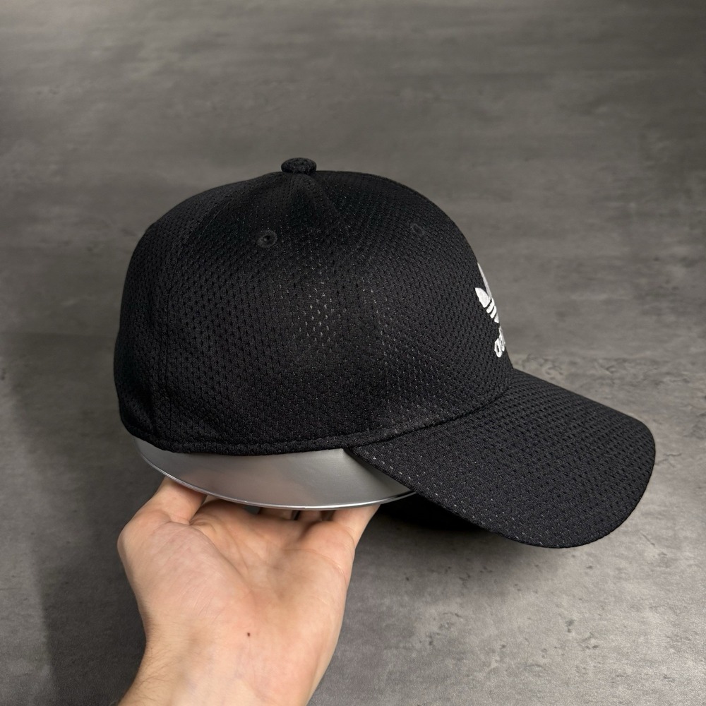 Vintage Adidas Hat Black White 2000s Y2K Mesh Running Gym Yoga Golf S/M Flex Fit - Picture 4 of 7